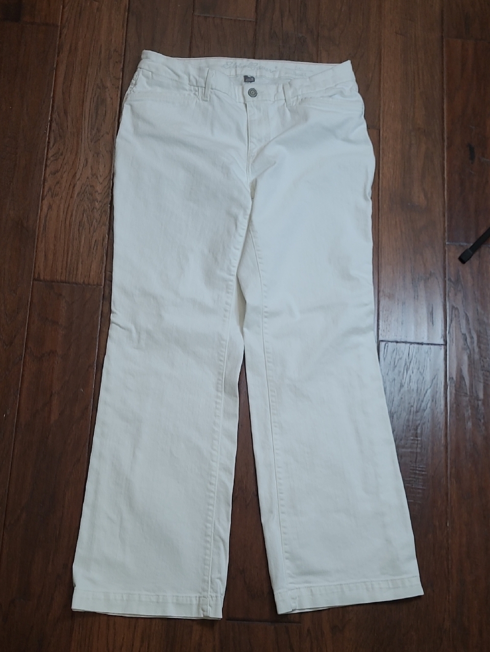 Eddie Bauer White Curvy Trouser Wide-Leg Jeans size 12